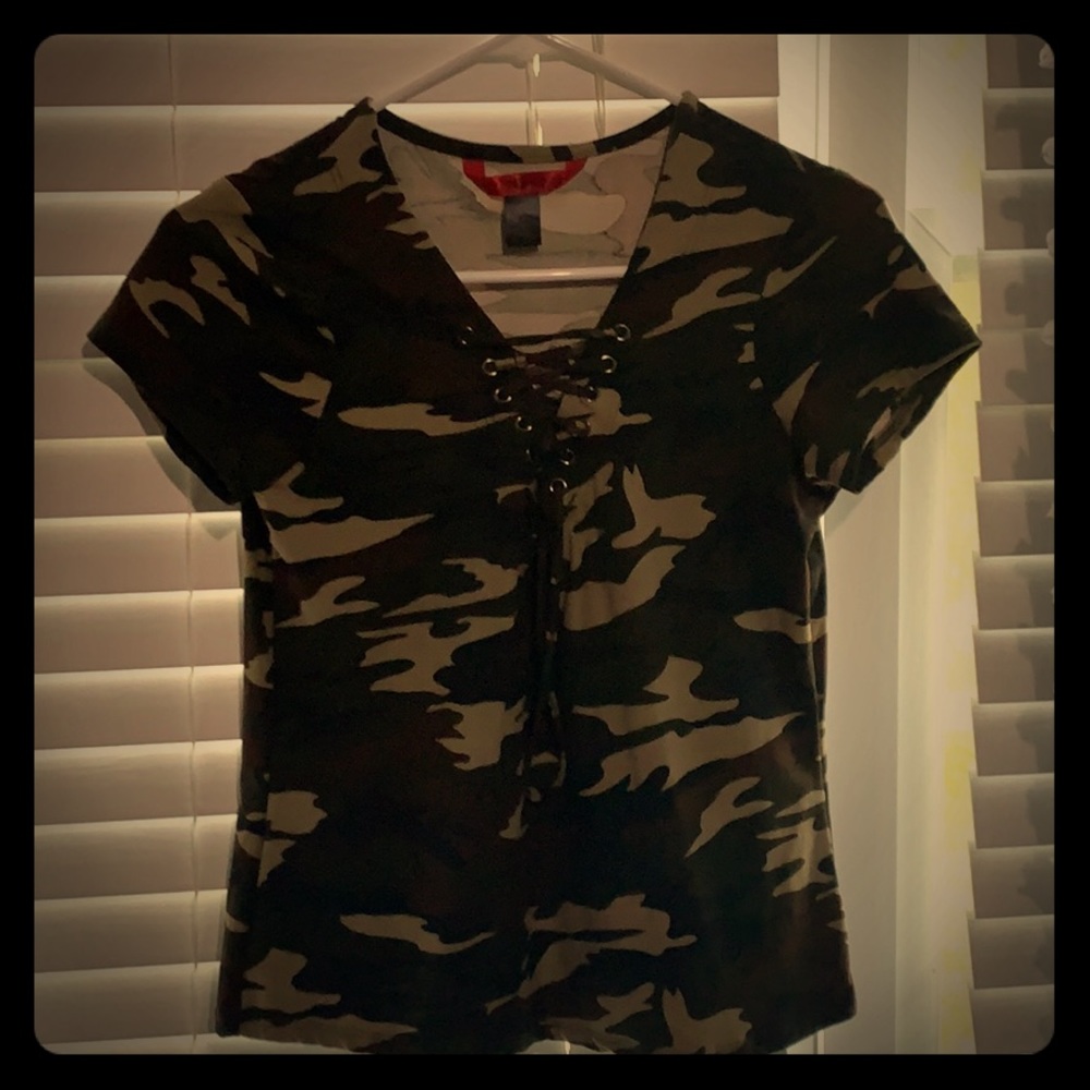 A camouflaged crop top